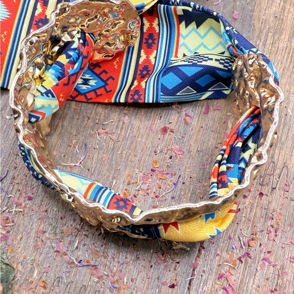 Gold scarf bangle cuff Maxi big  bracelet chunky statement - Picture 3 of 3